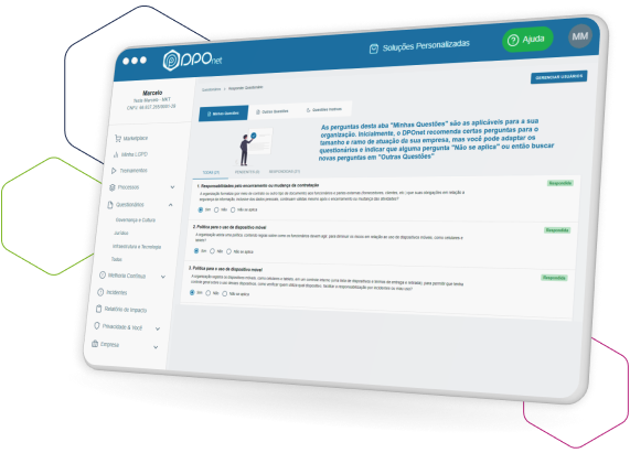 Recomendações em Governança, Cultura e Infraestrutura DPOnet imagem Dashboard Recomendações
